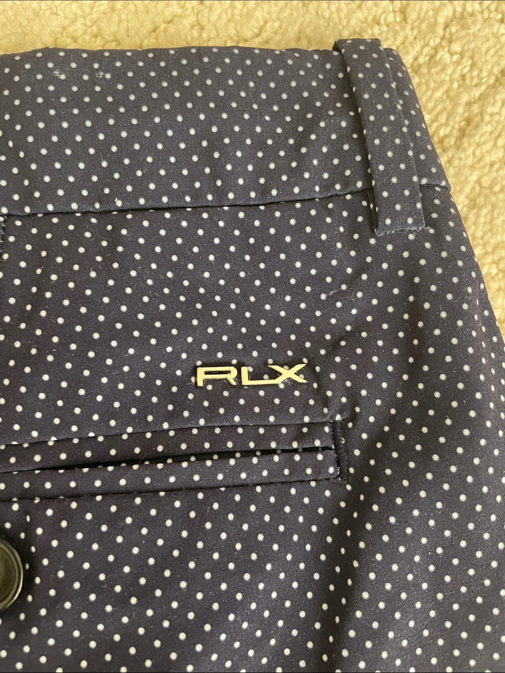 RLX Ralph Lauren Navy Microdot Performance Shorts - Picture 2 of 3